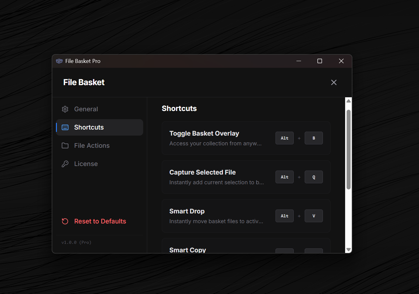 Customize shortcuts
