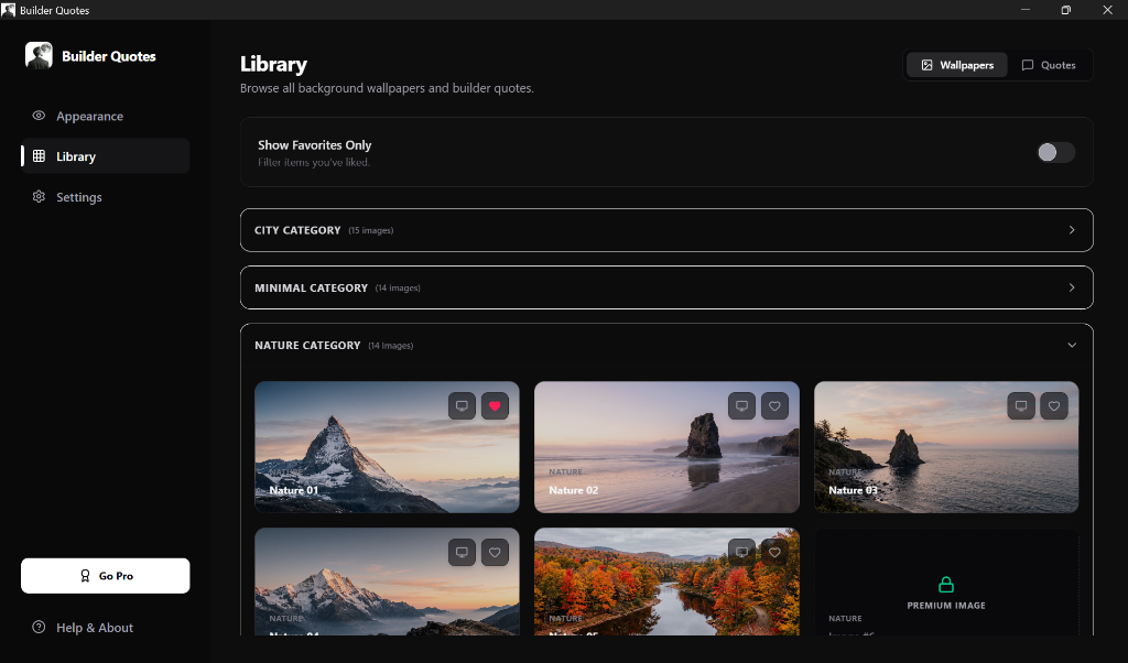 Premium Wallpapers category manager