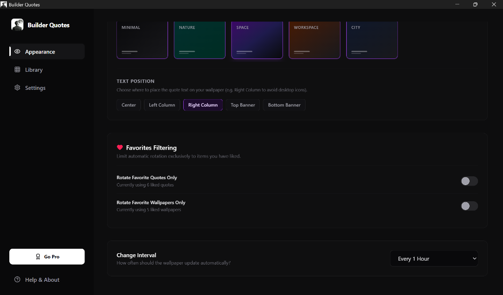 Rotation Interval & Favorites settings configuration